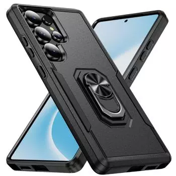 Precise Cutouts Kickstand Armor Case for Samsung Galaxy S24 Ultra Plus FE Phone Cover for Galaxy S24 FE чёрный