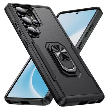 Precise Cutouts Stand Holder Case for Samsung Galaxy S24 Ultra Plus FE 5G Accessories for Galaxy S24 FE чёрный