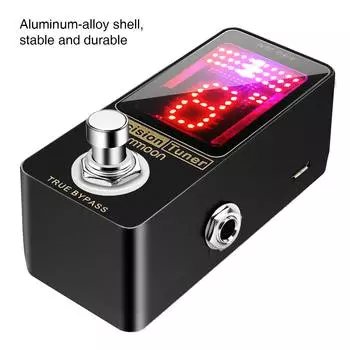 Precision Chromatic Tuner Pedal Large LED Display Full Metal Shell with True Bypass for Guitar Bass чёрный
