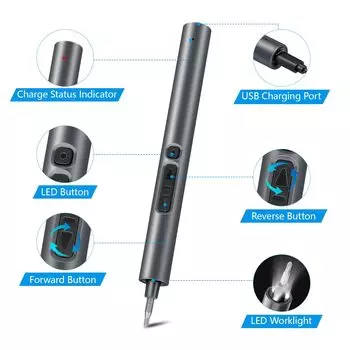 Precision Electric Screwdriver Kit 50 in 1 Cordless Magnetic ScrewD river Kit with LED Light 2 Torque Settings for iPhone PC DIY