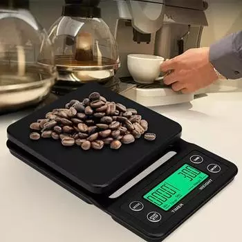 Precision Electronic Scale with LCD Backlight Display Coffee Balance Timer Digital Weight Gramera with Silicone Pad Scales 3/5KG 3Kg чёрный