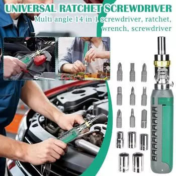 Precision Ratchet Set, Multi Angle 14-in-1 Screwdriver Ratchet Special Shaped Screwdriver Taper Bent Torx Cross Driver Bit One Size