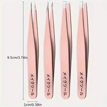 Precision Stainless Steel Tweezers For Eyebrow Hair Facial Hair Removal, Splinter, Blackhead Slant Tip Angle Tip Pointed Tip
