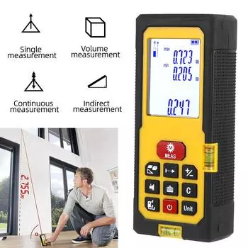 Прецизионный инфракрасный измерительный прибор лазерный дальномер ручной электронный измерительный прибор лазерный дальномер для помещений измерение расстояния площади объема 50 м Yellow
