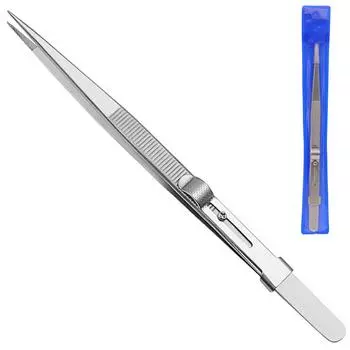 Прецизионный пинцет из нержавеющей стали с фиксатором-слайдером, регулируемый для DIY, для бриллиантов, драгоценных камней, ювелирных изделий, инструменты для ювелира Straight