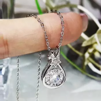 Предмет Ювелирные изделия, Креативное ожерелье с подвеской в виде звезды из циркона и капли воды, Простая женская цепочка для ключицы