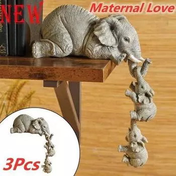 Предметы интерьера, применимые поделки из смолы, милая кукла-слон, украшение из смолы в виде слона, подарочное украшение 3pcs серый