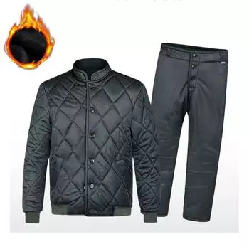 Предназначен для парков с холодным хранением с комплектом брюк для мужчин, зимняя теплая верхняя одежда, комплект для мужчин, зеленые зимние куртки, пальто, рабочая одежда XL зелёный