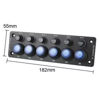 Предохранитель 10A 24V 12V Панель переключателей 6 кнопок выключатель света Автомобильные аксессуары для каравана грузовика лодки морского автофургона кемпинга автомобиля чёрный
