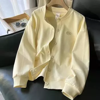 Предосенняя толстовка, куртка, женская, весна-осень, кардиган, толстовка, бейсбольная майка, куртка Foreign, верхняя женская тенденция S абрикосовый