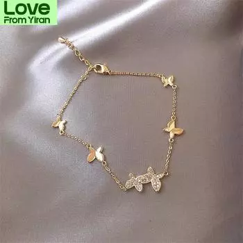 Предотвращает аллергию 925 пробы стерлингового серебра свадебный браслет для женщин пары классические хрустальные бабочки ювелирные изделия для рук подарки золотой