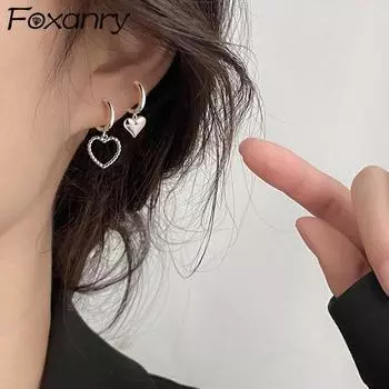 Предотвращает аллергию 925 пробы стерлингового серебра Винтажные серьги Модные элегантные простые LOVE Heart Party Jewelry Парные аксессуары