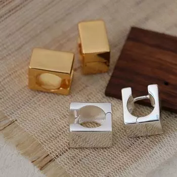 Предотвращает аллергию квадратная геометрическая пряжка для ушей корейский стиль минималистские серьги-кольца ювелирный подарок золотой