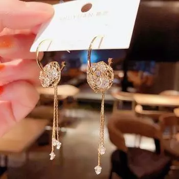 Предотвратить аллергию Цветочная цепочка с кисточками Длинные серьги Изысканные милые корейские весенние украшения