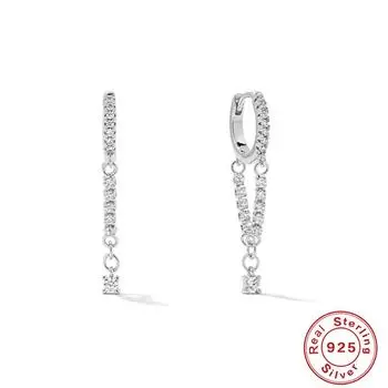 Предпродажа классических серег из стерлингового серебра 925 пробы с ветром, простые серьги-цепочки 925 Silver платиновый