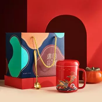 Представляем национальный тренд керамическая чашка для воды с кои подарочный набор высокой ценности кружка сувенир для праздника и ежегодного собрания 301-400ml