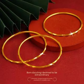 Представляем «Ослепительный браслет из медного сплава в форме бриллианта» — геометрический дизайн, доступный в различных размерах для женщин.