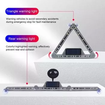 Предупреждающая лампа на солнечной батарее с длительным сроком службы батареи Предупреждающая неразрушающая установка Треугольная сигнальная лампа безопасности при парковке для автомобиля чёрный