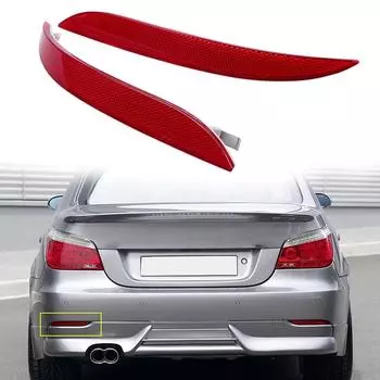 Предупреждающая лампа отражателя заднего бампера с красными линзами без лампы для BMW 5 серии E60 Sedan 2007-2009, светоотражающая крышка