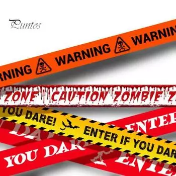 Предупреждающая лента на Хэллоуин, наружная линия предупреждения об опасности, украшение, подвесной баннер на окно, страшный дом с привидениями, реквизит, товары для вечеринок 9M красный
