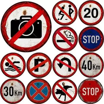 Предупреждающие круглые ретро металлические знаки Stop ностальгическая железная живопись новинка для кафе бара гаража бара кухонного сада настенный декор 20x30cm светло-розовый