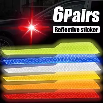 Предупреждающие светоотражающие наклейки для автомобиля, светоотражающие полосы на передние и задние бамперы автомобиля, предупреждающая наклейка на шлем мотоцикла, отражатель открывания двери 1pair