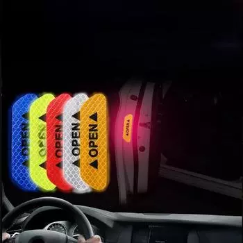 Предупреждающие светоотражающие наклейки для открывания дверей автомобиля - набор из 4 штук для предотвращения столкновений 2.5x9.3 cm белый