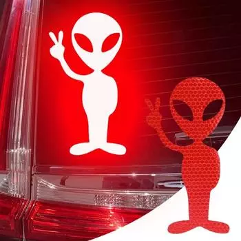 Предупреждающие светящиеся наклейки на большие расстояния, индивидуальные модные светоотражающие водонепроницаемые наклейки с пришельцами, яркое цветное украшение