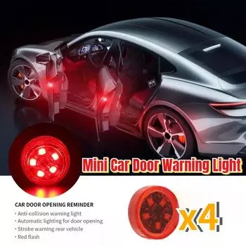 Предупреждающий светодиодный фонарь для двери автомобиля, беспроводной датчик, лампа для предотвращения столкновений сзади, автомобильный фонарь безопасности для седана, мини-вэна 2PCS жёлтый