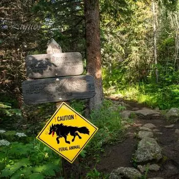 Предупреждающий знак о диких животных, металлический наружный предупреждающий знак, настенный предупреждающий знак о диких животных для сада, улицы, двора жёлтый