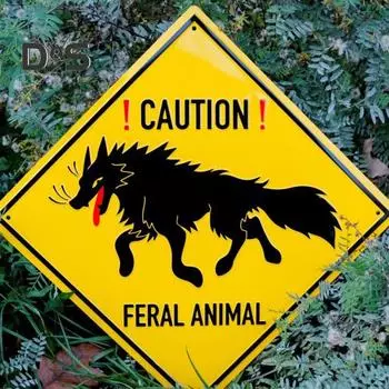 Предупреждающий знак о диких животных, металлический наружный предупреждающий знак, настенный предупреждающий знак о диких животных для сада, улицы, двора жёлтый