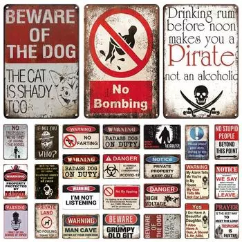 Предупреждение Не пукать Слоган Винтажные Металлические Жестяные Знаки Домашний Бар Паб Декоративные Тарелки Опасность Ретро Знак Наклейки На Стены Художественный Плакат 20x30cm