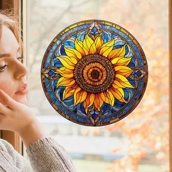 Предупреждение о воздействии подсолнуха, 3D статические наклейки на окна, съемный отпугиватель птиц, декоративный аксессуар для дома жёлтый