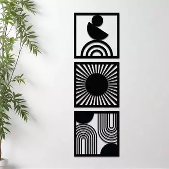Предварительно ламинированная сосновая древесина Современное бохо настенное искусство | Лазерная резка с высокой точностью | Для домашнего декора | Для подарка (Набор из 3 шт.)