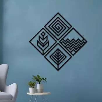 Предварительно ламинированное дерево сосны Абстрактное настенное искусство | Лазерная резка | Для домашнего декора | Для подарка (Набор из 4)