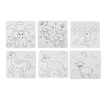 Предварительно нарисованный холст с контуром животного, краска с милым мультяшным утопленным кронштейном, бумага, предварительно окрашенная доска для детей