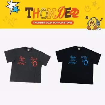 Футболка ATEEZ THUNDER POP-UP 2024 года в пигментном исполнении Orange ver.
