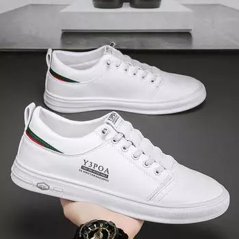 Preferred high-quality casual leather shoes, one-pedal board shoes, men s new breathable waterproof and non-slip white shoes in autumn 39 белый