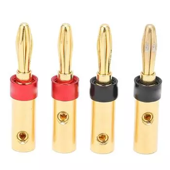 Preffair 4 шт. штекеры типа «банан» для динамиков, позолоченные 24 карата, двойной винт, фиксирующий разъем типа «банан» для аудио