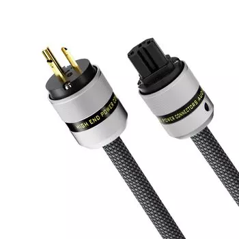 Preffair Power Wire Copper Shielded High Fidelity Power Wire AC US Plug with Copper Plated 3 IEC 15 Plug for Bass High-end 99.998% Cable, Pins,