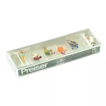 Префри Левица 1:87 Сидящая мама и дети 7 Рисование 2 Скамейки 2 PRS105222FG Корейская игрушка