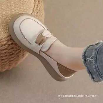 Pregnant women casual small leather shoes women 2025 spring new versatile Internet celebrity soft sole one pedal Doudou shoes flat single shoes 35 зелёный
