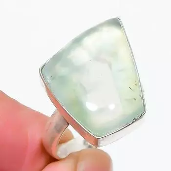 Prehnite Gemstone 925 Sterling Silver Jewelry Ring Size 9 g3q27 9 зелёный
