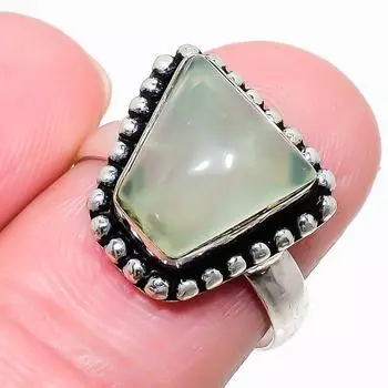 Prehnite Gemstone 925 Sterling Silver Jewelry Ring Size 8 U3I00 8 зелёный