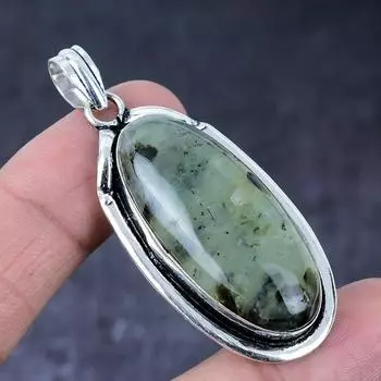 Prehnite Gemstone Handmade 925 Sterling Silver Gift Jewelry Pendant 2.29 M7D72