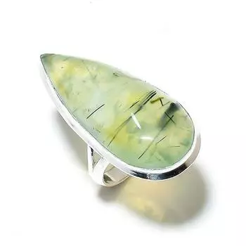 Prehnite Gemstone Handmade 925 Sterling Silver Gift Jewelry Ring Size 7.5 T5c33