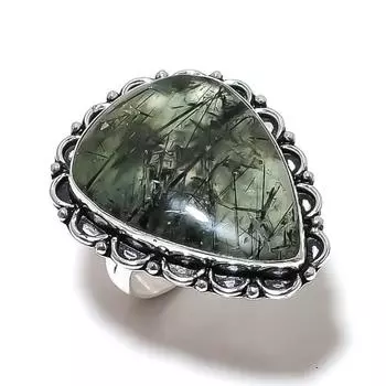Prehnite Gemstone Handmade 925 Sterling Silver Jewelry Ring Size 10 W5r01
