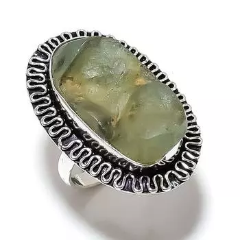Prehnite Gemstone Handmade 925 Sterling Silver Jewelry Ring Size 10 E1P10