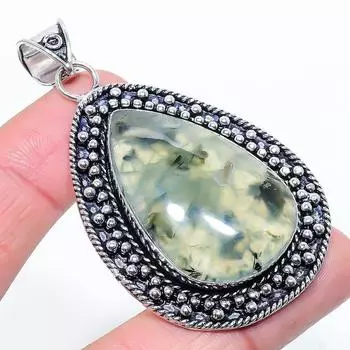 Prehnite Gemstone Handmade 925 Sterling Silver Jewelry Pendant 2.68 V3M03