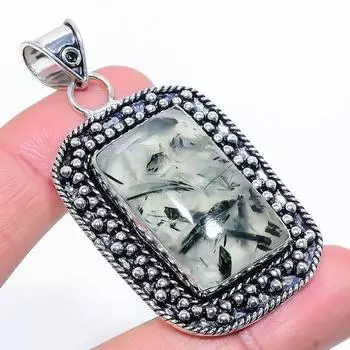 Prehnite Gemstone Handmade 925 Sterling Silver Jewelry Pendant 2.44 S5r66